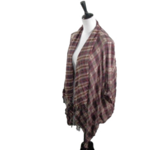 En Creme Flannel Wrap Open Front Top Size Small